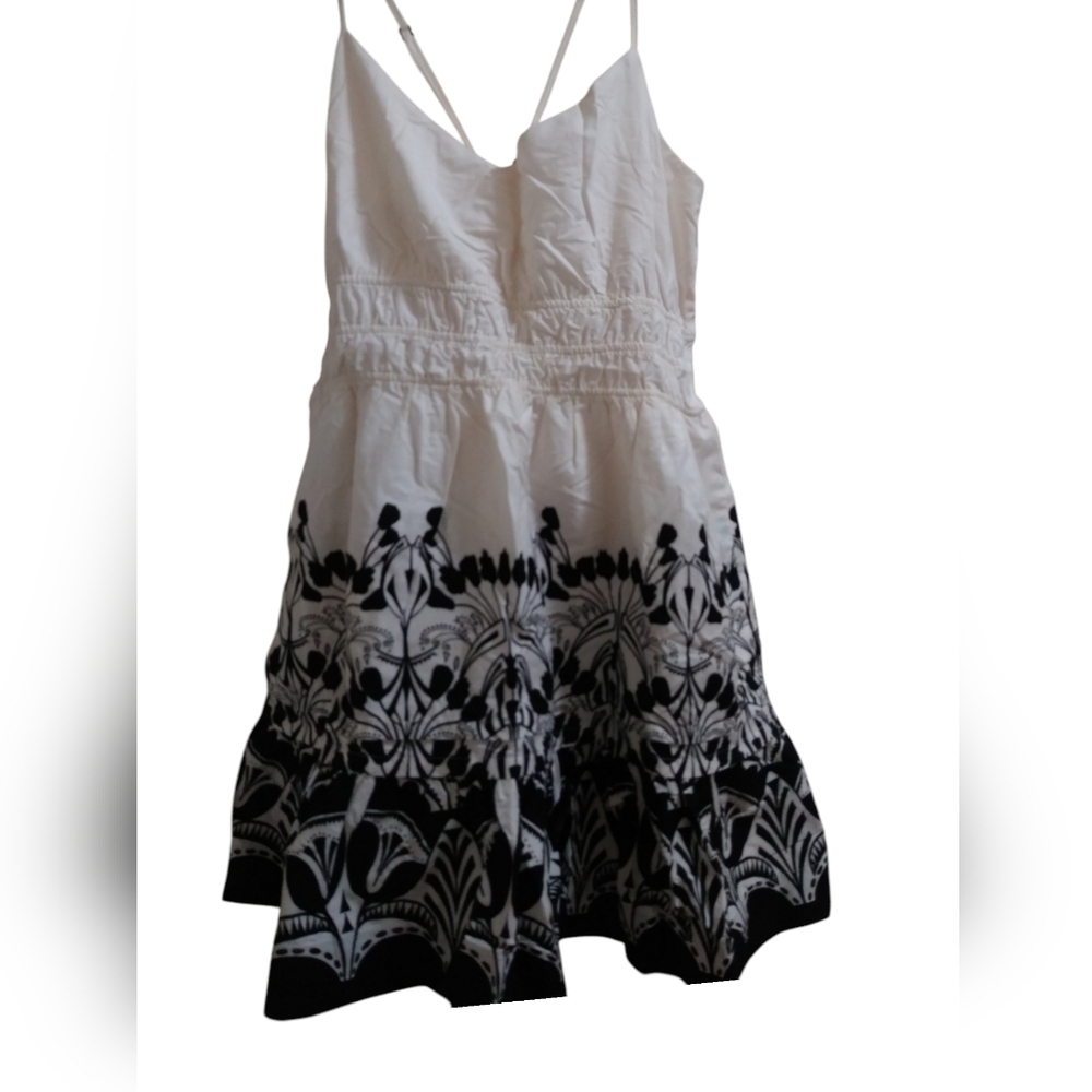 Anthropologie Ivory Dress with Black Pattern